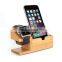 Keno Bamboo Wood Charging Stand With 3 USB Port Charging Mount Holder for Apple Watch and for IPhone 4S 5 5S 6 6 Plus