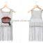 Women Tassel Printed Lips Sleeveless Low O-neck Slim Tanks