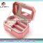 protable pink leather jewelry storage/package box layered box with handle/buckle