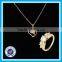 Real zircon wedding gold ring necklace set fashion 24k gold jewelry set