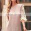 Perspective Lace Splicing Round Neck Sexy 3/4 Sleeve Shift Dress