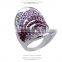 Fashion Multi-Color Austrian Crystal 18k Gold GP Petal Ring