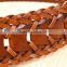 2015 Hot design lady belts Brown fashion braided leather belt