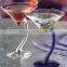 Novelty Bent cocktail glass with colorful stem
