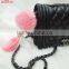 Pink handbag accessories rabbit fur key ring