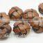 High Quality Round Light Brown Real Leather Chinese Knot Button with Metal Shank for Woman's Garments Coat Sweater
