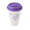Hot Promotion Gift Ceramic Bauhinia Flower Double Wall Mug with Silicone Lid Made with Crystals