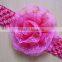 CF0802 Wholesale handmade mesh ribbon satin flower baby girl hair bands