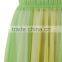 women high waist beautiful long maxi layer Light Green contrast color skirts