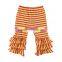 2017 Childrens Boutique Clothing Stripe Kids Capri Girl Triple Ruffle Pants