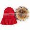 Myfur Lady Fashion Real Raccoon Fur Pompom Striped Knit Hat Wholesale
