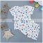 Wholesale summer cotton printing girls kids t shirt with pants set