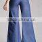 Women Wide Leg Flared Chambray Pants