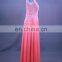 Wholesale V Neckline See Through Appliques Chiffon Long Girls Bridesmaid Dress