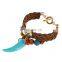 Fasion Caribbean Bead Horn Ethnic Hand-weaved Leather Charm Bracelet