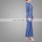 Modern Lace Two Pieces Long Sleeves Blue Dress Women Baju Kurng Muslim Ladies Clothing