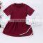 Ins children's short sleeve dress solid color waistband white belt for children two piece children's set