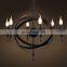 Loft Pendant Lamp Retro American Industrial Black Iron Round Chandelier Light For Living Room, Dining Room Light Bar Lamp