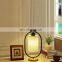 Tonghua New Linen Shade Metal Frame Round Wood Base Modern LED Edison Bulb Table Lamp Bedside Desk Light