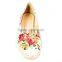 ladies girls flower canvas linen walking flat shoes