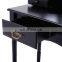 Black Vanity Paulowmia Wood Mirrored Dresser Makeup Table Stool Set Home Drawers