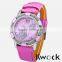 Fashionable colorful leather watch ,custom logo very low price lady wrist watch