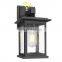 Outdoor Wall Mount Lights 2 Pack 1-Light Exterior Sconces Lantern in Black Finish with Clear Seeded Glass wall lamps