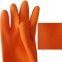 Heavy Duty Orange Latex Industrial Gloves Unlined  Straight Cuff Gloves