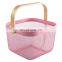 New Manufacture Hot Selling Popular Metal WireIron Big Size White Picnic Fruit Basket With Wood Handle Home Kitchen Storage