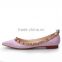 Pleasant purple ballet flats women rubber flat shoes real leather upper / leather lining / rubber outsole with rivets