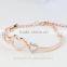 Fashion 18k Rose Gold Plated Three Heart Clear Austrian Crystal Bracelets & Bangles