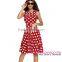 High Quality Wholesale Black Plus Size Polka Dot Bohemain Print Dresses With Keyholes