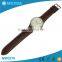 Fashion Japan Movt Stainless Steel Back Browngenuine Leather Quartz Watch