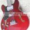 Left hand ES335 jazz electric bass guitar in wine red colour