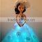 Flashing White Flower Girl Dresses With Fuller Train and Veil for LED Barbie Toys