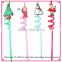Colored plastic spiral drinking straws with PVC decoration for wholesales