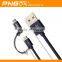 wholesale braided 2 in 1 mobile cable for iphone and samsung usb cable