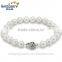 7-8mm white perfect full round real natural freshwater pearl bracelet