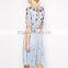 Elegant tulle fashion beaded light blue young girls casual dress