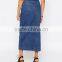 Whoelsale pictures female buttons front new design women long jean skirt