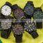 Orange Dial Round Face Black Quartz Casual Men Dress Wristwatch