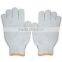 Cotton/Polyester Regular Weight Plain Seamless Knit Glove with Elastic String Knit Wrist, Large, Natural White