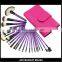 24pcs Professional Purple Handle Makeup Brush Set With Red Cosmetic Bag Fan Brush