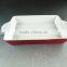Red color glazed ceramic bakeware bake plate with handles in stock for wholesale