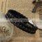 Custom Handmade Bracelet for Men Braided Black Leather Flat Bracelet