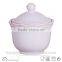 white emboss ceramic sugar bowl