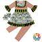 Baby Girl Clothes With White Dot Printing Ruffle Design Shirt And Pants Polyester Wholesale Baby Clothes Sets