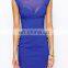 CHEFON Blue Sexy Mesh Bodycon Dress