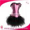 Pink satin goth corset match tutu skirt