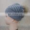 New Style Fashion Wool Knitted With Raccoon Fur Pompom Beanie Hat